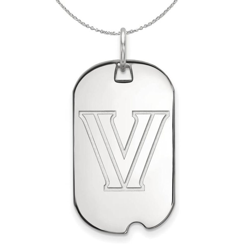 Sterling Silver Villanova U. Dog Tag Pendant Necklace - 24 Inch
